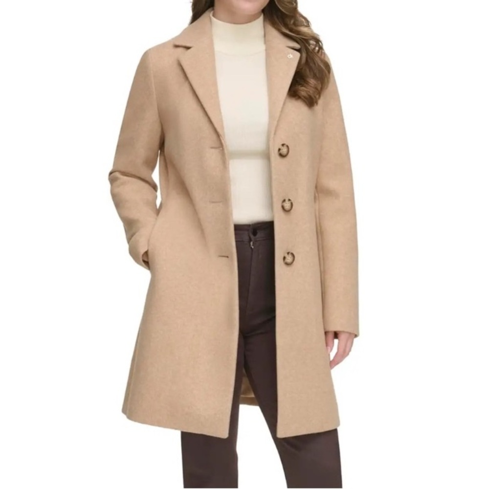 Calvin Klein Coat Camel coat Single Breasted Calvin Klein coat women’s size M - Picture 6 of 16